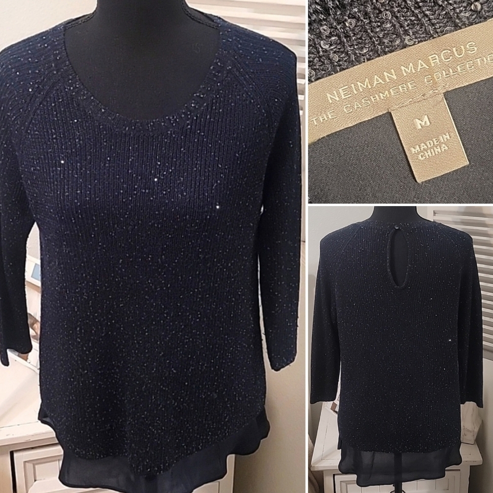 Neiman Marcus Cashmere Sequin Sweater